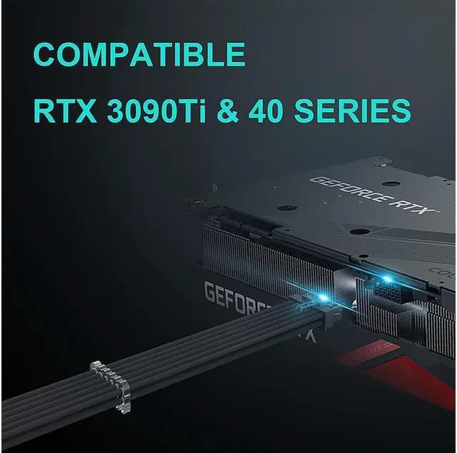 Alt view image 4 of 4 - BUCIER 12+4pin transfer 3×8PIN ATX Extension Cable 3.0 Mixed Next-gen PCI-E 5.0 Extension Kit  Black