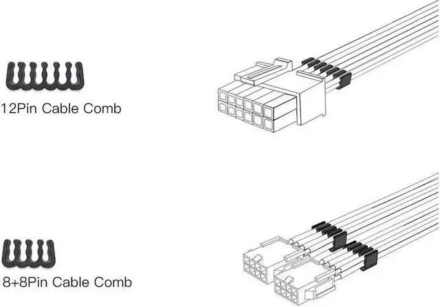 Alt view image 4 of 7 - BUCIER 12PIN transfer 2×8PIN Extension Cable Power Supply Sleeved Synchronized PSU Extension Kit  White