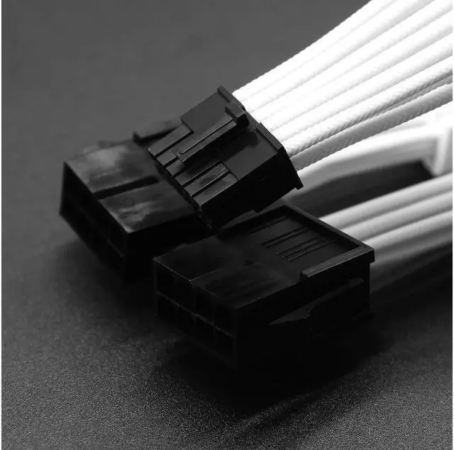 Alt view image 3 of 7 - BUCIER 12PIN transfer 2×8PIN Extension Cable Power Supply Sleeved Synchronized PSU Extension Kit  White