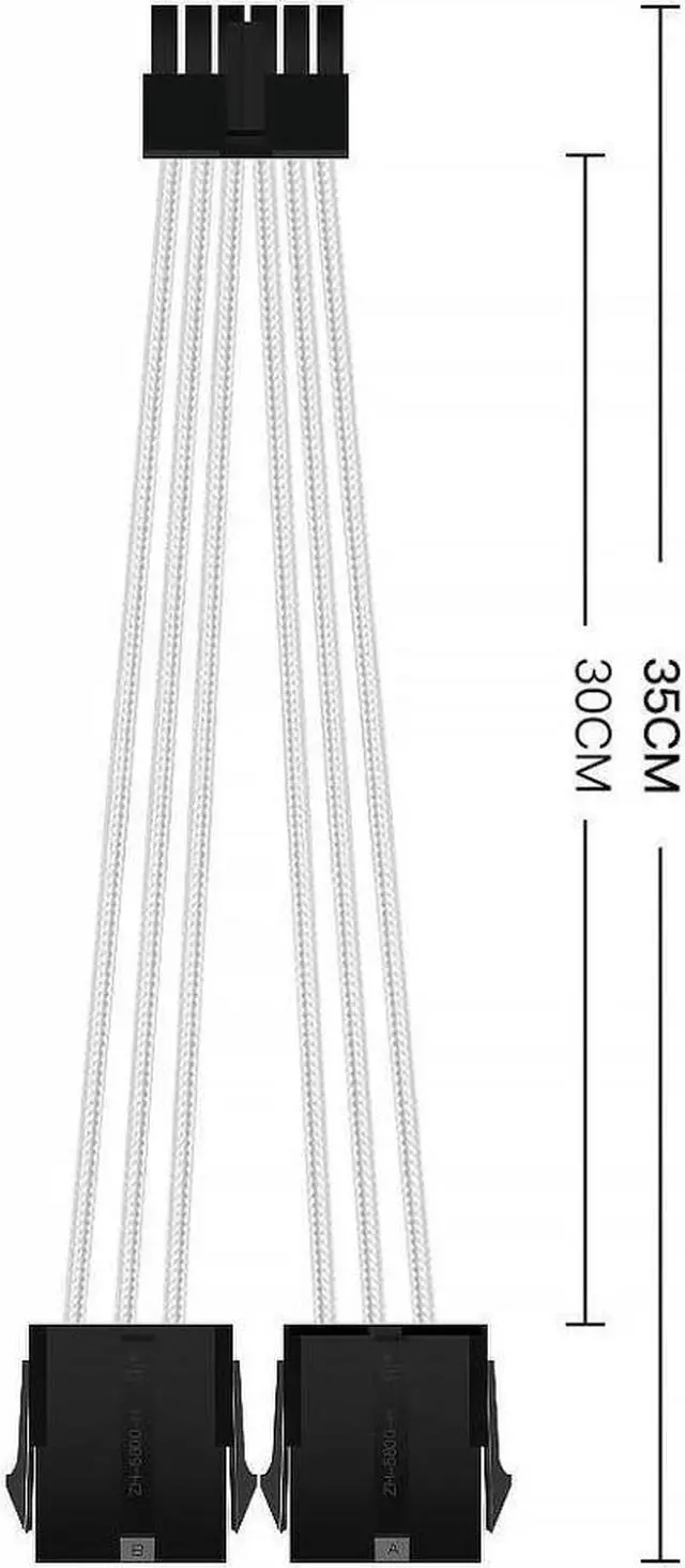 Alt view image 6 of 7 - BUCIER 12PIN transfer 2×8PIN Extension Cable Power Supply Sleeved Synchronized PSU Extension Kit  White