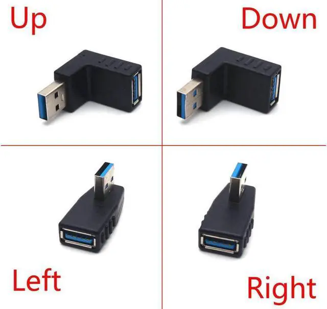 Alt view image 3 of 3 - BUCIER USB 3.0 A Male to A Female Connector 90 Degree Angle L Shape Converter Plug Data Adapter 3Pairs Up + Down