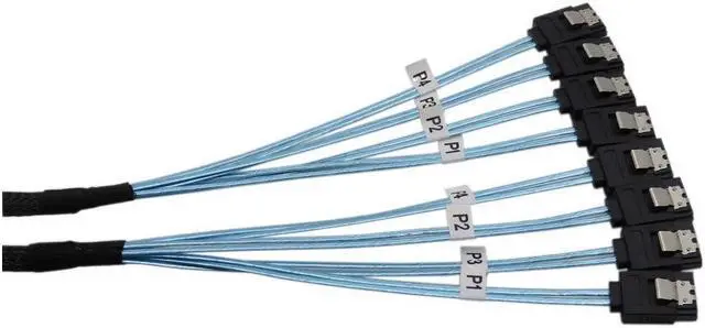 Alt view image 3 of 5 - BUCIER High Speed 6Gbps 4pcs/set Sata Cable Sas Cable for Server 1M