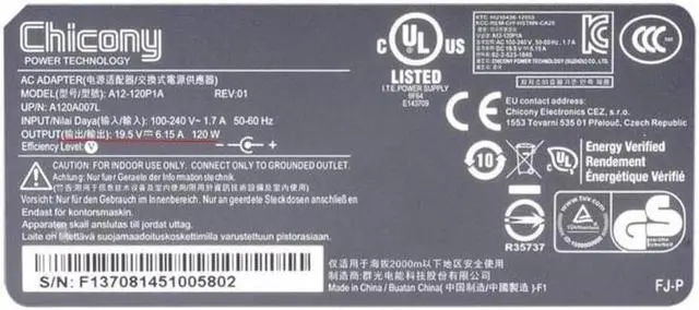 Alt view image 2 of 3 - BUCIER Chicony 19.5V 6.15A 120W A12-120P1A AC Power Supply Adapter for GE60 GE72 GP60 GP70 PE62 GL62 GF63 Laptop Charger