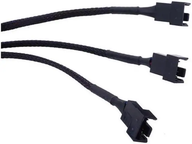 Alt view image 4 of 7 - BUCIER PWM Fan Splitter Adapter Cable Sleeved Braided Y Splitter Computer PC 4 Pin Fan Extension Power Cable 1 to 3 Converter 10.6 inches (2 Pack)
