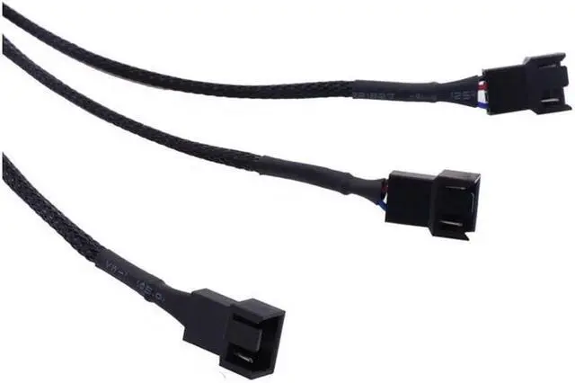 Alt view image 6 of 7 - BUCIER PWM Fan Splitter Adapter Cable Sleeved Braided Y Splitter Computer PC 4 Pin Fan Extension Power Cable 1 to 3 Converter 10.6 inches (2 Pack)
