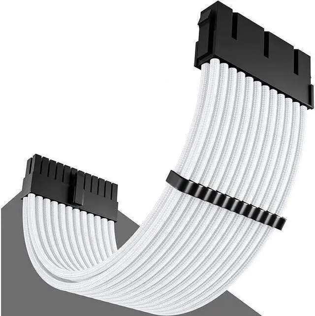 Alt view image 2 of 6 - BUCIER Power Supply Sleeved Cable, Extension PC Kit, 18AWG 24Pin ATX / 8 (4+4) Pin EPS / 8 (6+2) Pin PCI-E Power Supply PSU Cable with Combs, 30CM  White