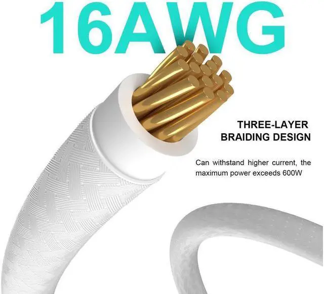 Alt view image 3 of 6 - BUCIER 16Pin to 3 * 8(6+2) Pin PCIE GPU Cables Sleeved PSU Extension Cable Mini 12+4 Pin Connector Graphics Card Power Supply RTX 3090Ti 16AWG White