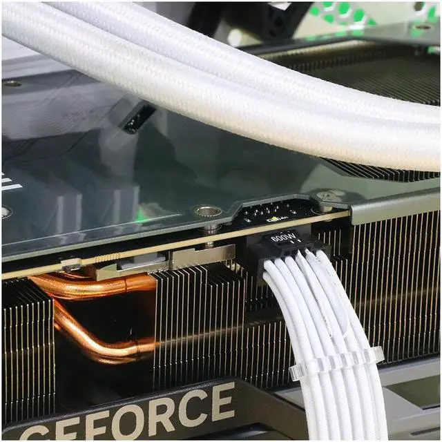 Alt view image 6 of 6 - BUCIER 16Pin to 3 * 8(6+2) Pin PCIE GPU Cables Sleeved PSU Extension Cable Mini 12+4 Pin Connector Graphics Card Power Supply RTX 3090Ti 16AWG White