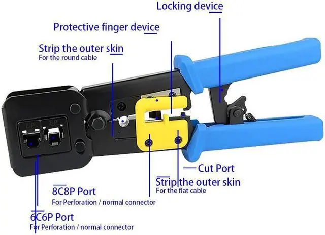 Alt view image 4 of 7 - BUCIER RJ45 Crimp Tool Pass Through Cat5 Cat5e Cat6 Crimping Tool for RJ45/RJ12 Regular and End-Pass-Through connectors