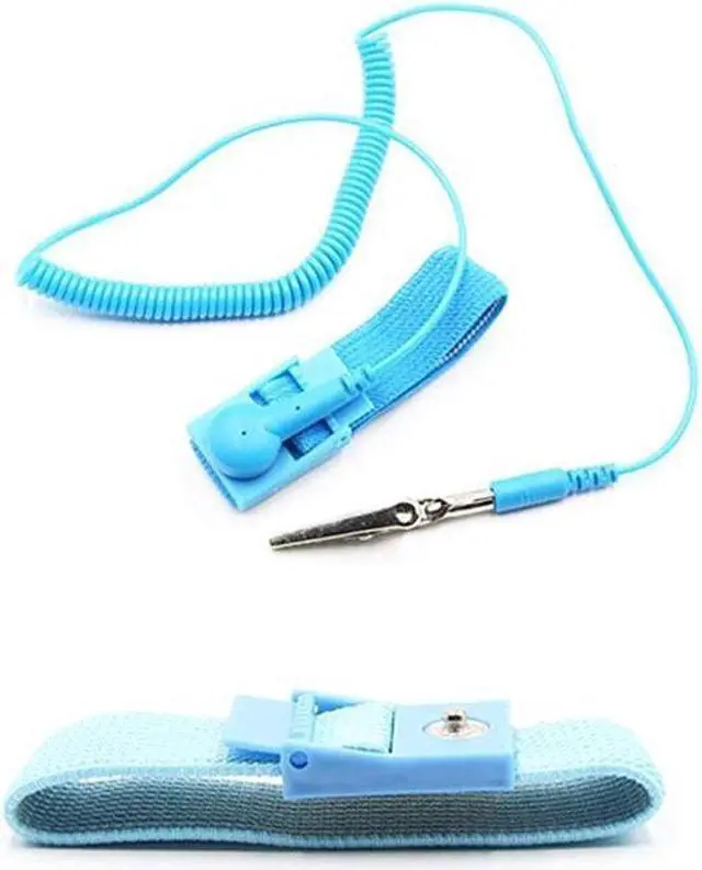 Alt view image 2 of 3 - BUCIER Anti Static Wrist Strap Band with Grounding Wire, Strap Anti Shock Wristband Bracelet with Grounding Wire, Alligator Clip, Extendable Long Cord and Anti Static Bracelet,Antistatic Band Ant(Blue