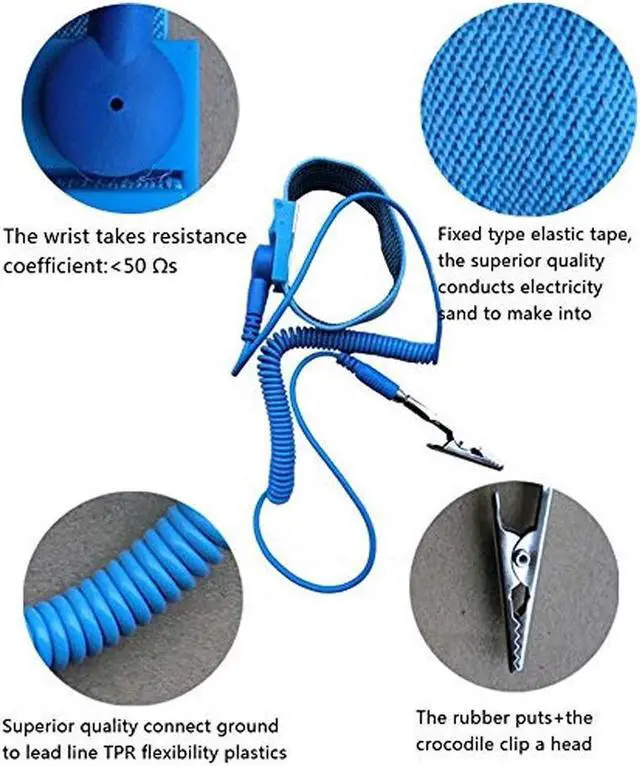 Alt view image 4 of 7 - BUCIER 3pcs PVC Anti Static Wrist Strap Grounding Electricity Discharge ESD Wrist Band For Electrician IC With Alligator Clip