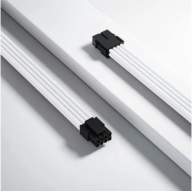 Alt view image 4 of 7 - BUCIER Sleeved Cable, White Power Supply Cable Extension Kit, 24PIN ATX, 4+4 PIN EPS, Dual 6+2 PIN PCIE, 6 PIN PCI-E