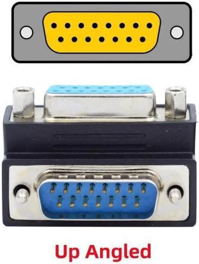 Alt view image 4 of 6 - BUCIER Up 90 Degree Angled DSUB D-subminiature 15pin Male to Female Extension Adapter DB Connector