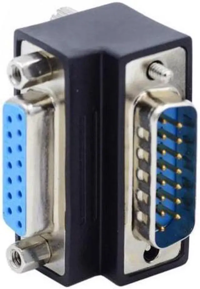 Alt view image 3 of 6 - BUCIER Up 90 Degree Angled DSUB D-subminiature 15pin Male to Female Extension Adapter DB Connector