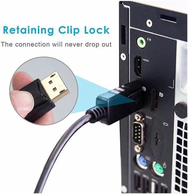 Alt view image 3 of 7 - BUCIER DisplayPort to DVI Adapter, Dp Display Port to DVI Converter Male to Male Gold-Plated Cord 6 Feet Black Cable for HP and Other Brand