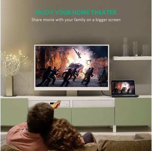 Alt view image 6 of 7 - BUCIER UGREEN 4K UHD DP to HDMI Cable Male to Male Displayport to HDMI Video Cable DisplayPort to HDTV Monitor Cable Support Audio for HP ,HTC VIVE Virtual Reality System and DP Enabled Devices 15FT