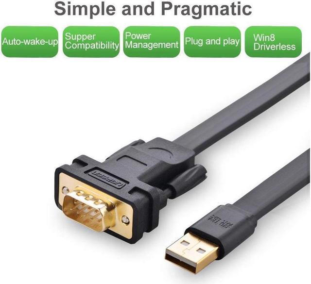 Alt view image 6 of 7 - BUCIER UGREEN USB 2.0 to RS232 DB9 Serial Cable Male A Converter Adapter with FTDI Chipset for Windows 10, 8.1, 8, 7, Vista, XP, 2000, Linux and Mac OS X 10.6 and Above (6ft)