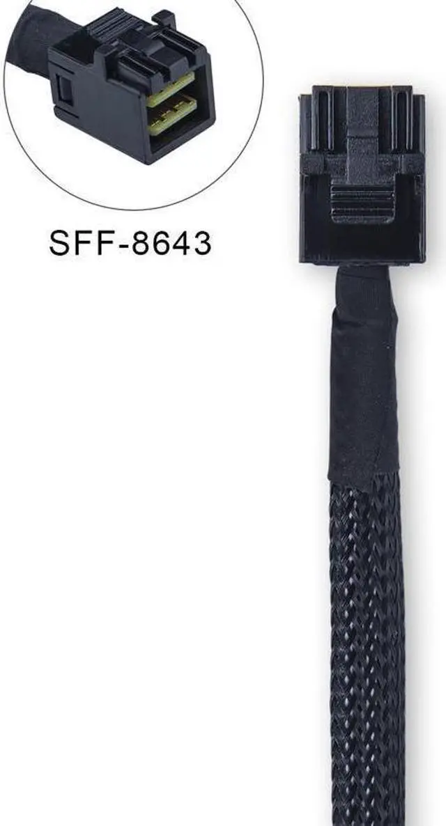 Alt view image 2 of 6 - BUCIER 12G Internal Mini SAS HD SFF-8643 to SFF-8643 Cable, with Sideband, 100-Ohm, 1-m(3.3ft), 2 Pack