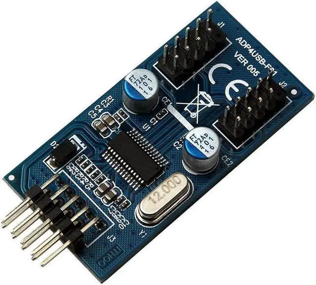 Alt view image 3 of 6 - BUCIER 1-to-2 Splitter Motherboard USB 2.0 9Pin Internal Header Male to Dual 2x 9Pin Header Male HUB Converter PCB Board Adapter with Female to Female Extension Cable 30cm