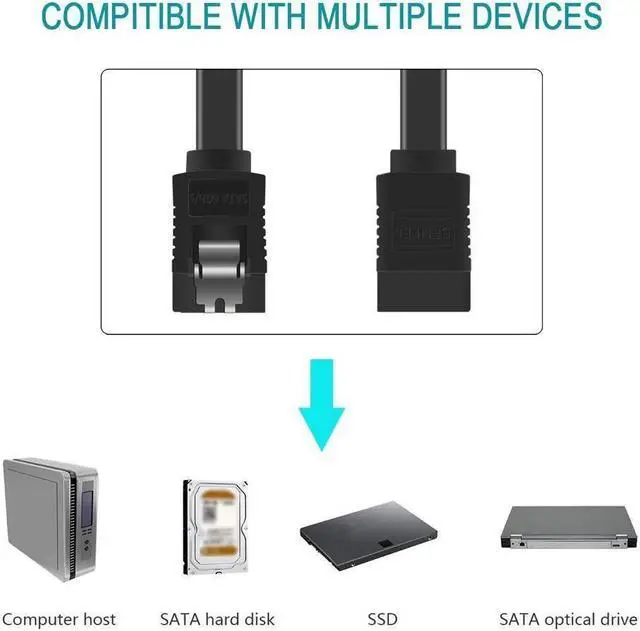 Alt view image 5 of 5 - BUCIER SATA Cable III 3 Pack 6Gbps Straight HDD SDD Data Cable with Locking Latch 16 Inch(40cm) for SATA HDD, SSD, CD Driver, CD Writer