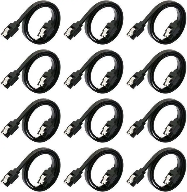 Main image of BUCIER 12-Pack SATA III Cable,SATA III 6.0 Gbps Data Cable Straight with Locking Latch 16 Inches SATA Cable Pack for HDDSSDCD and DVD Drives