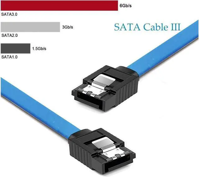 Alt view image 2 of 7 - BUCIER 12-Pack SATA III Cable,SATA III 6.0 Gbps Data Cable Straight with Locking Latch 16 Inches SATA Cable Pack for HDDSSDCD and DVD Drives Blue