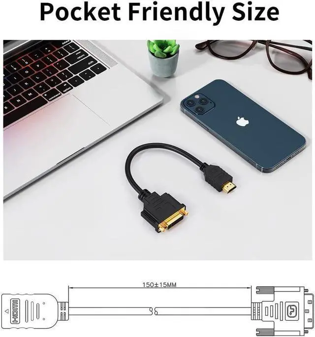 Alt view image 6 of 6 - BUCIER HDMI to DVI Short Cable 0.5ft Bi-Directional DVI-I (24+5) Female to HDMI 4K Male Adapter 1080P DVI to HDMI Conveter Compatible with PC TV TV Box PS5 Blue-ray Xbox Switch