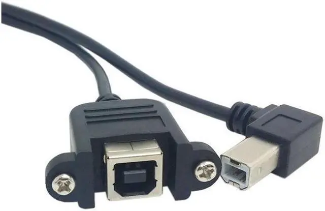 Alt view image 5 of 5 - BUCIER 90 Degree Right Angled USB B Male to Female extension cable with screws for Panel Mount 1m