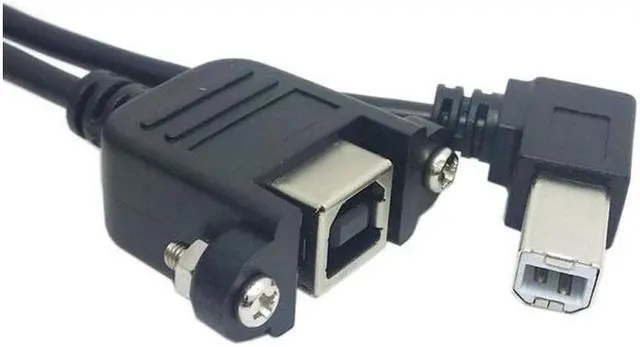 Main image of BUCIER 90 Degree Right Angled USB B Male to Female extension cable with screws for Panel Mount 1m