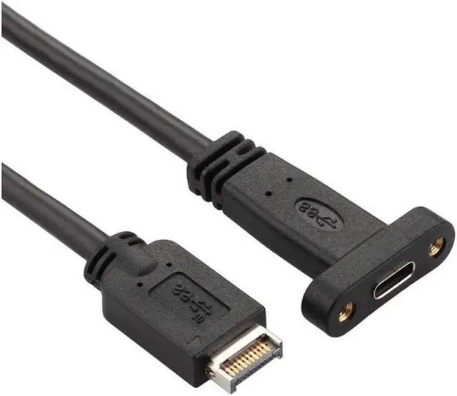 Alt view image 2 of 6 - BUCIER Motherboard USB 3.1 Header Male to USB-C Type-C Female Extension Cable 50cm with Back Panel Mount Bracket