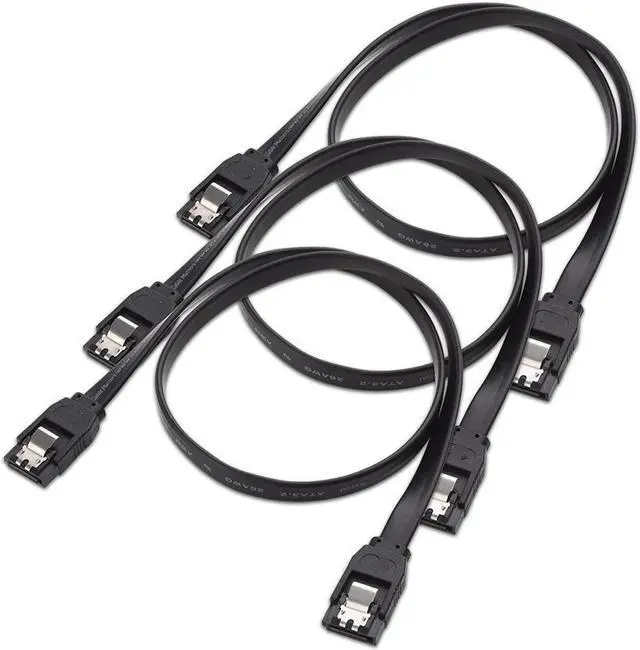 Main image of BUCIER 3-Pack Straight SATA III 6.0 Gbps SATA Cable (SATA 3 Cable) Black - 18 Inches