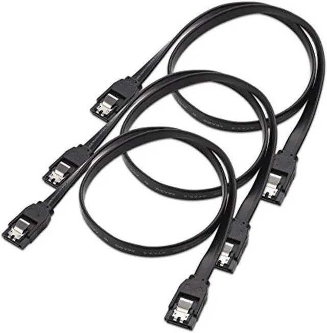 Main image of BUCIER 3-pack straight sata iii 6.0 gbps sata cable (sata 3 cable) black - 24 inches