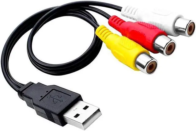Main image of BUCIER RCA to USB Cable, USB to 3 RCA Cable, USB A 2.0 Male to 3 RCA Female Video Audio AV Component Adapter Cable for PC,MAC,AV, HDD and DVR (USB to 3 RCA AV Input Adapter Cable 25cm/10 inch)