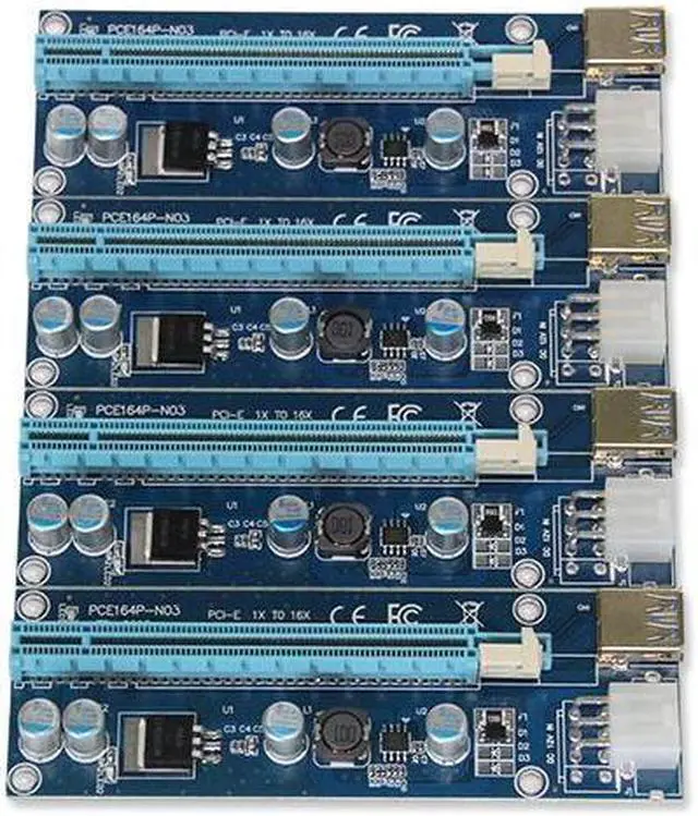 Alt view image 4 of 5 - BUCIER PCI-E 1x to 4 ports pcie 16x Mining Machine Enhanced Extender Riser Card Adapter