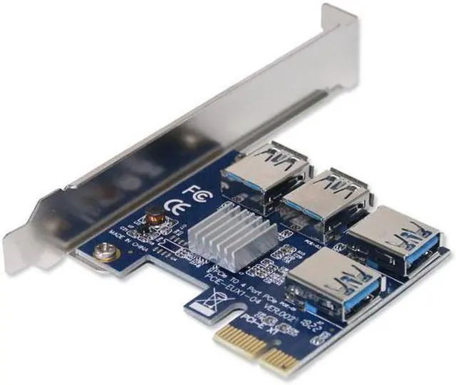 Alt view image 3 of 5 - BUCIER PCI-E 1x to 4 ports pcie 16x Mining Machine Enhanced Extender Riser Card Adapter