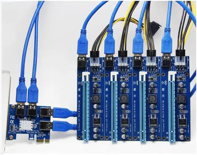Main image of BUCIER PCI-E 1x to 4 ports pcie 16x Mining Machine Enhanced Extender Riser Card Adapter