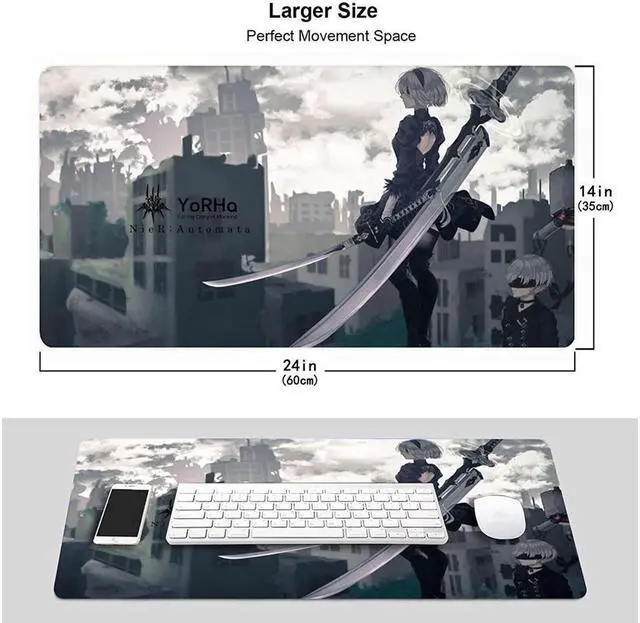 Alt view image 3 of 7 - BUCIER Large Mouse Pad, Extended Gaming Mousepad Non-Slip Base Keyboard Pad,Desk Mat 24" x 14" in, Anime Mouse Pad