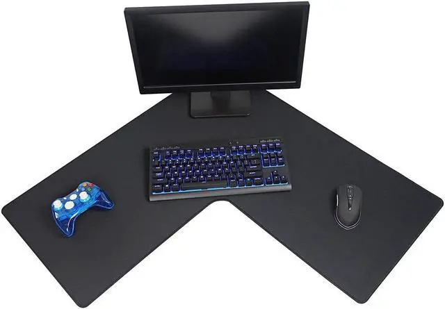 Main image of BUCIER  L Shaped Mouse Pad - Large, 3mm thickness, Stitched Edges, Water Resistant - Corner Mouse Mat for L Shaped Desk, Corner Desk and Gaming Setup