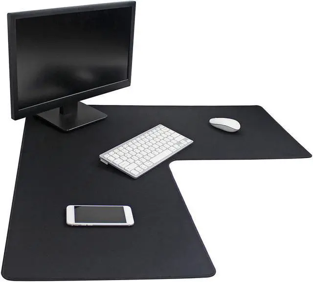 Alt view image 4 of 7 - BUCIER  L Shaped Mouse Pad - Large, 3mm thickness, Stitched Edges, Water Resistant - Corner Mouse Mat for L Shaped Desk, Corner Desk and Gaming Setup