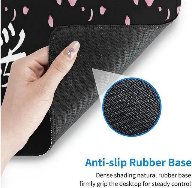 Alt view image 6 of 7 - BUCIER Sakura Extended Mouse Pad 31.5x11.8 Inch XL Japanese Word Cherry Blossom Flower Non-Slip Rubber Base Large Gaming Mousepad Stitched Edges Waterproof Keyboard Mouse Mat Desk Pad for Office Home