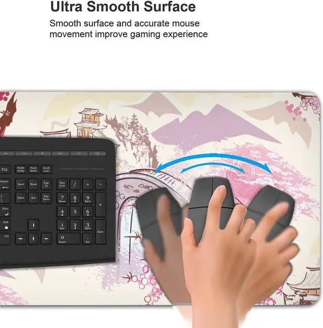 Alt view image 5 of 6 - BUCIER Ancient Asian Gaming Mouse Pad Large XL Desk Mat Long Extended Pads Big Mousepad Keyboard Home Office Decor Accessories for Computer Pc Laptop 31.5 X 11.8 Inch