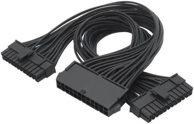 Alt view image 3 of 3 - BUCIER Dual PSU Power Supply 24 pin ATX Motherboard Splitter Cable ATX Motherboard Extension Cable PSU Female to Male Y Adapter Cable