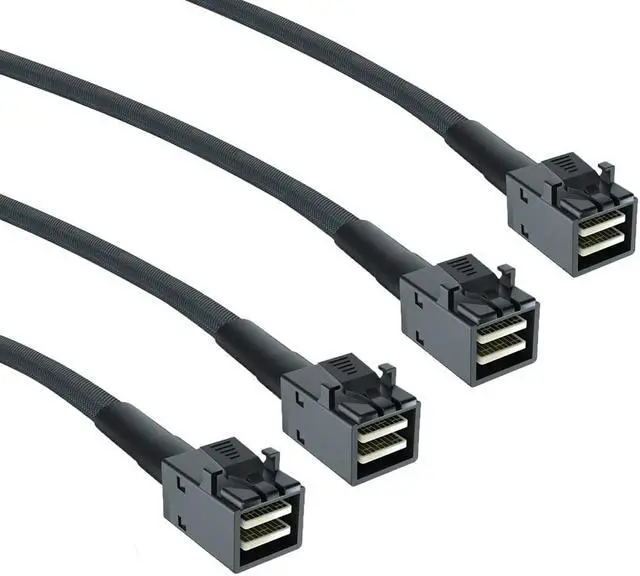Main image of BUCIER 12G Internal Mini SAS HD SFF-8643 to SFF-8643 Cable, with Sideband, 100-Ohm, 0.5-m(1.64ft), 2 Pack
