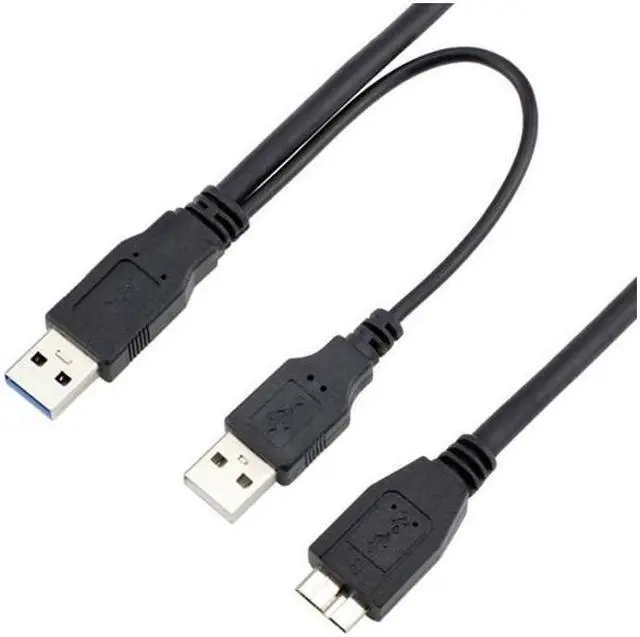 Alt view image 2 of 5 - BUCIER Dual USB3.0 A Male to Micro USB 3.0 Y cable with Extra Power for Mobile HDD 0.5M