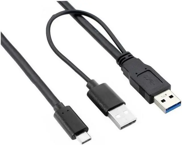 Main image of BUCIER Type-C USB-C to USB 3.0 Male & USB 2.0 Dual Power Data Y Cable for Laptop & Hard Disk 60cm