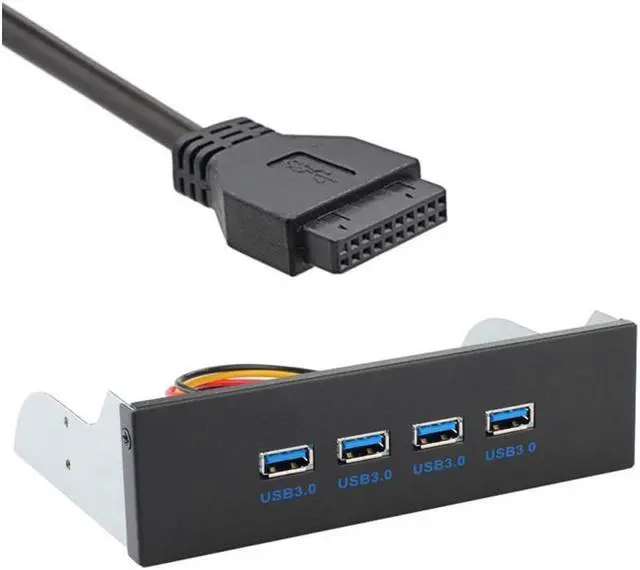 Alt view image 3 of 3 - BUCIER Motherboard 20Pin Connector Cable for 5.25" CD-ROM Bay to USB 3.0 HUB 4 Ports Front Panel