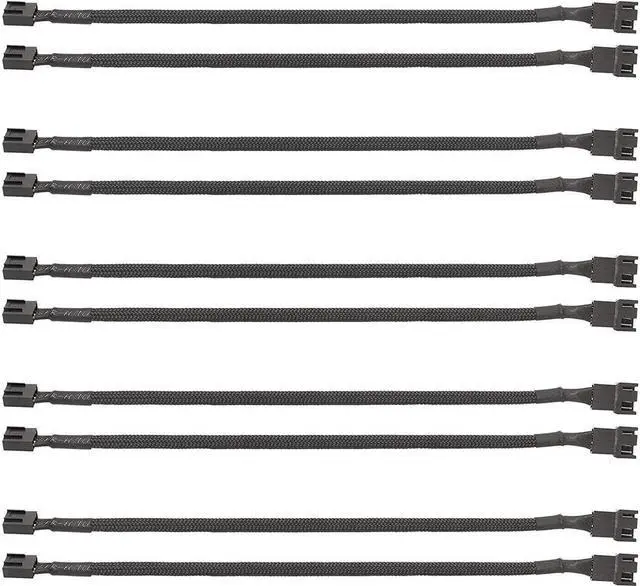 Alt view image 2 of 2 - BUCIER PWM Fan Extension Cable - 10.5 inch PC Fan Extension Cable, Durable, Black Braided Nylon Case Fan Extension Cable (10 Pack)