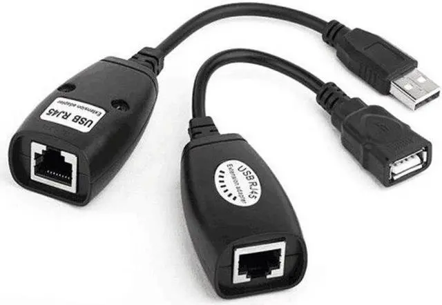 Alt view image 2 of 4 - BUCIER USB 2.0 Extension Extender Adapter male & Female Up To 150ft Using CAT5/CAT5E/6 RJ45 Lan Network Ethernet Repeater Cable