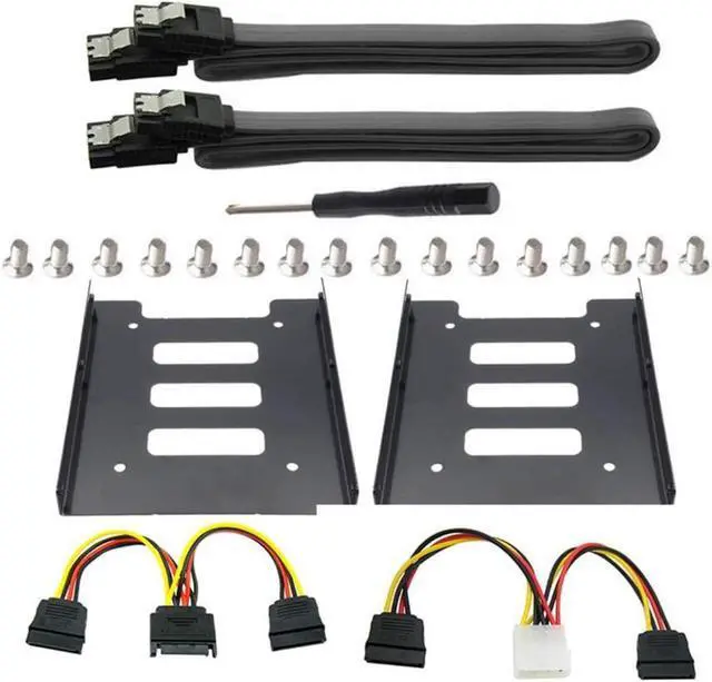 Main image of BUCIER 2Pack SSD Mounting Bracket 2.5 to 3.5 Adapter with SATA Cable and Power Splitter Cable,DIY 2.5" to 3.5" Internal SSD/HDD Mounting Kit (Black)