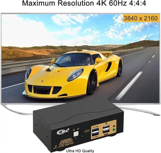 Alt view image 5 of 7 - BUCIER 2 Port USB 3.0 KVM Switch Dual Monitor HDMI 4K 60Hz, Keyboard Video Mouse Peripherals Switcher for 2 Computers 2 Monitors with Audio